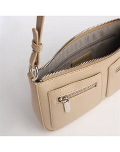 Сумка женская багет на молнии, 21×6×13 см, бежевая Textura