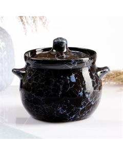 Горшочек для запекания «Вуаль», 650 мл, 12.5×11.5 см, керамика, чёрный Борисовская керамика