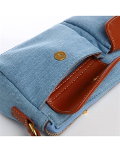 Сумка женская багет на молнии, 27×8×13 см, джинсовая, голубая Textura