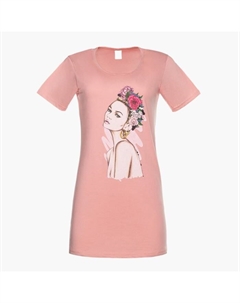 Платье домашнее женское, цвет пудровый, принт микс, размер 58 Tusi