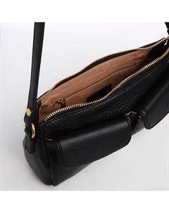 Сумка женская багет на молнии, 27×8×13 см, чёрная Textura