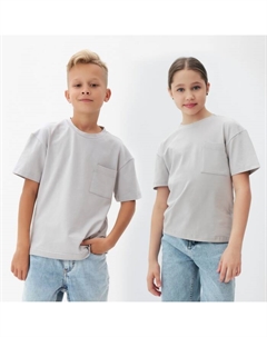 Футболка для мальчика, серая, рост 140 см Minaku