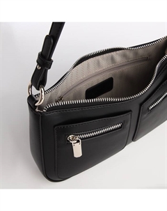 Сумка женская багет на молнии, 21×6×13 см, чёрная Textura