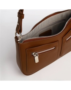 Сумка женская багет на молнии, 21×6×13 см, коричневая Textura