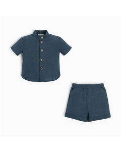 Комплект для мальчика: рубашка, шорты, рост 86-92, тёмно-синий Minaku
