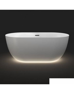 Chic Riviera 179x85 23680603R (отдельностоящая ванна с подсветкой белый глянец, экран, ножки, сифон-автомат матовый черный) Wellsee