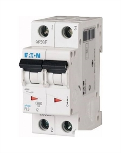 Выключатель автоматический PL6-B6/2 2P 6A B 6kA 2M 286552 Eaton