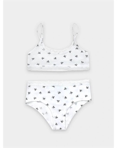 Комплект для девочек белый с принтом бантики Mark formelle