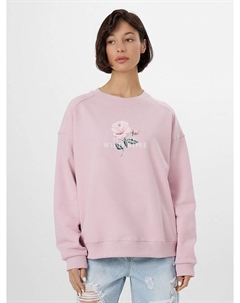 Свитшот женский розовый с принтом и надписью "it's my wild rose" Mark formelle