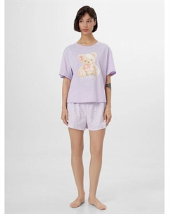 Комплект домашний женский с принтом и надписью "bear honey" Mark formelle