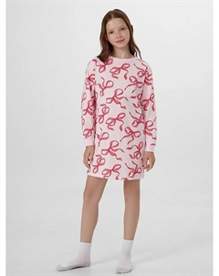 Сорочка ночная для девочек розовая с принтом "бантики" Mark formelle