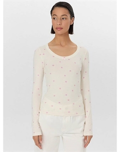 Лонгслив женский молочный с цветочным принтом Mark formelle