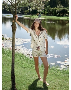 Комплект домашний женский молочный с принтом "мишки" Mark formelle