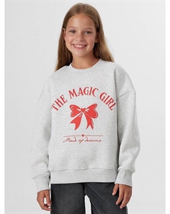 Свитшот для девочек серый с надписью "the magic girl" Mark formelle