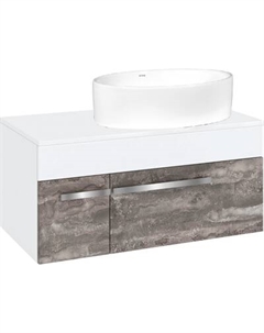 Тумба с умывальником Runo Вудлайн 85 + Ovale 50