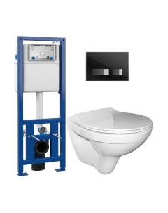 Унитаз подвесной с инсталляцией Керамин Санти R Slim + S-IN-MZ-LINK_PRO + P-BU-MOV/Blg/Gl