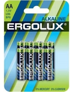 Комплект батареек Ergolux Alkaline LR6 BP8 / 14815