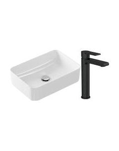 Умывальник со смесителем Cersanit Crea 50 с отверстием / P-UM-CRE50/1-oc-RC + 63111