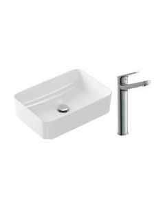 Умывальник со смесителем Cersanit Crea 50 с отверстием / P-UM-CRE50/1-oc-RC + 63038