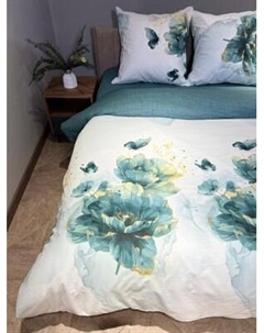 Комплект постельного белья Luxsonia Изумрудная роскошь 2сп с простыней на резинке / ИВТ2409