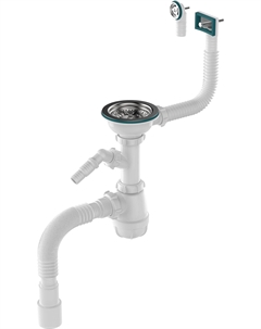 Сифон для мойки 3 1/2"х40 с метреш с прям/кругл переливами с отв с/м с гт 40х40/50 B0177-20-RENE Rene