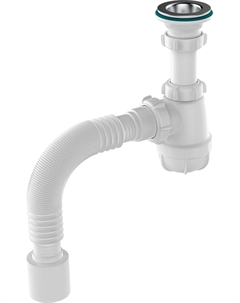 Сифон для умывальника 1 1/4"х40 с мет реш и гофр трубой 40х50 S1010-35-RENE Rene