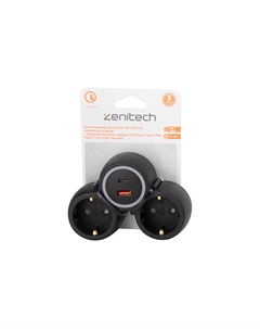 Блок мультирозеточный 1-гнездн. 16A с/з с/ш USB A+С 2х2P+E 191910 Zenitech