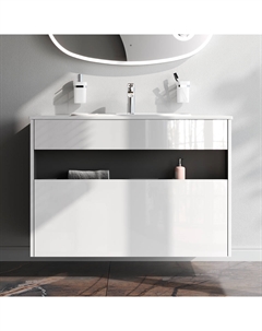 Тумба под раковину Func M8FFUX1001WG с нишей и ящиком 100см (белая) Am.pm