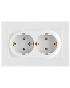Розетка Astrum 2-гнездн. с/з (с рамкой) белый РС16-0542 Energy