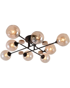 Люстра средней высоты MH-1491B/8 BK+WOOD Mirastyle