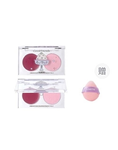 Двухцветные румяна Good Friends Club Dual-Color Blush + Спонж Flortte