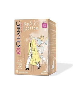 Pure Cotton Гигиенические прокладки день Cleanic