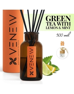 Диффузор ароматизатор для дома парфюм ЗЕЛЁНЫЙ ЧАЙ С ЛИМОНОМ И МЯТОЙ 500 Venew