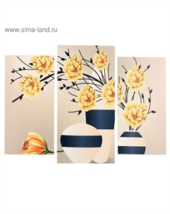 Картина модульная на подрамнике «Цветы в вазе», (2-25×50, 30×60 см) 80×60 см Сюжет