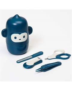 Набор маникюрный детский «Обезьянка»: ножницы, щипчики, пилочка, пинцет, цвет синий Крошка я