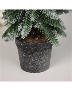 Искусственная ёлка настольная «. Заснеженная с капельками» в горшочке, 34 см, ветки литые отгибаются Зимнее волшебство