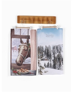 Набор кухонных полотенец «. Зимняя сказка»: 35×60 см-2 шт., 100% хлопок, рогожка, 160 г/м² Доляна