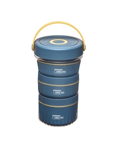 Ланч бокс, 1.46 л, 12.5×29 см, сохраняет тепло 3 ч, 12.5×29 см, с отделениями, контейнер для еды, нержавеющая сталь, пластик, синий Take it easy