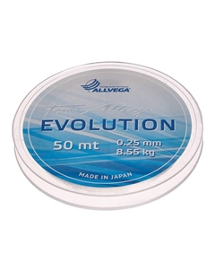 Леска монофильная Evolution, диаметр 0.25 мм, тест 8.55 кг, 50 м, прозрачная Allvega