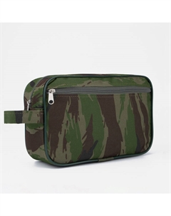 Косметичка дорожная на молнии «», с ручкой, наружный карман, цвет зелёный/камуфляж Зфтс