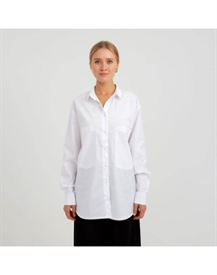 Рубашка удлиненная с карманами женская : Classic, белая, размер 48 Minaku