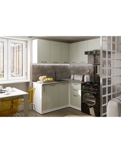 Кухонный гарнитур угловой «Флора мега прайм», 1600×1700 мм, цвет орегано/белый Gerda