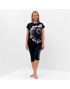 Костюм домашний женский (туника, бриджи), цвет синий, размер 50 Руся