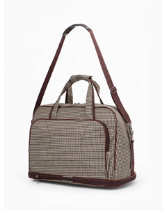 Сумка дорожная на молнии, наружный карман, длинный ремень, бежевая/коричневая Lucky mark