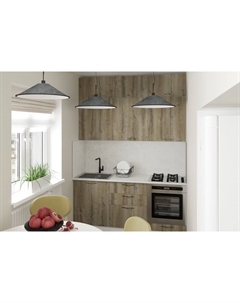 Кухонный гарнитур прямой «Альта макси», 1800 мм, цвет дуб дарго/белый глянец Gerda