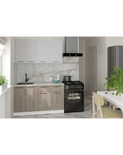 Кухонный гарнитур прямой «Парма медиум», 1400 мм, цвет белый/шиншилла серая/джарра Gerda