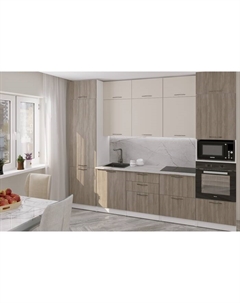 Кухонный гарнитур прямой «Фьюджи экстра» 3000 мм, цвет кашемир/джарра/белый Gerda