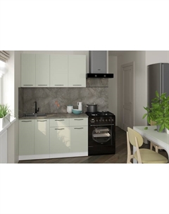 Кухонный гарнитур прямой «Флора медиум», 1400 мм, цвет орегано/белый Gerda