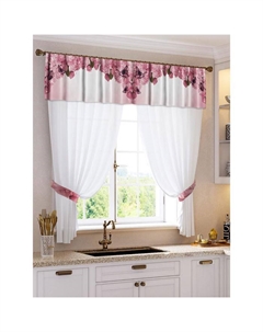 Комплект штор для кухни «Вероника»: тюль (294×160 см), ламбрекен (290×40 см), подхваты, 100% п/э Виэлси