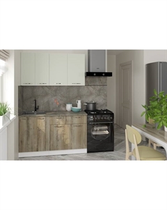 Кухонный гарнитур прямой «Анхель медиум», 1400 мм, цвет дуб дарго/белый/орегано Gerda